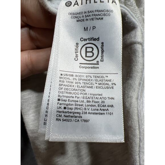 Athleta Pranayama Wrap Soft Thumbholes Cardigan Light Grey Heather Women Size MP - Picture 11 of 12